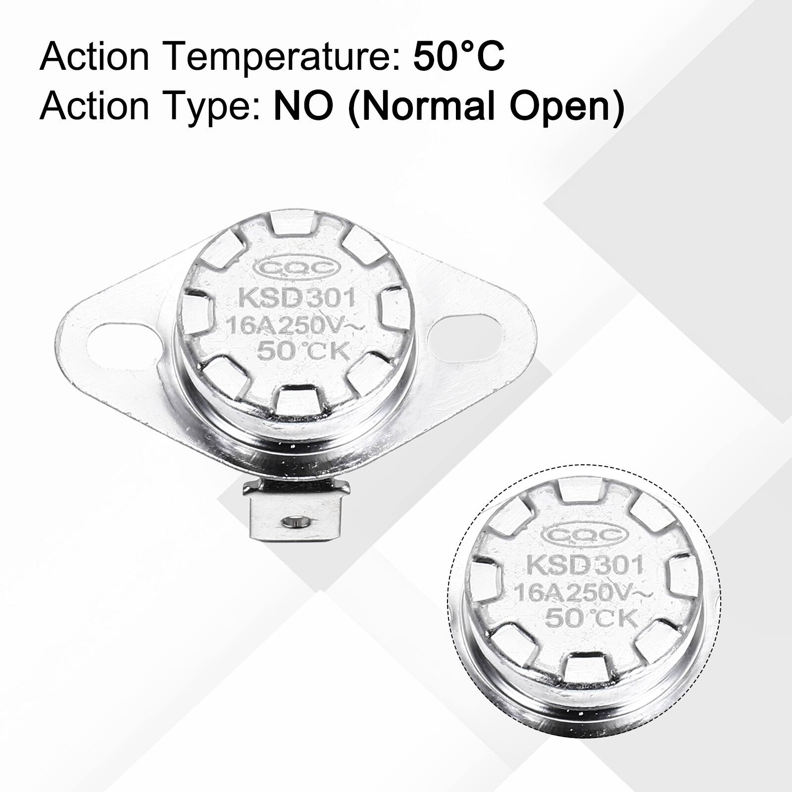 Action Temperature: 50°C  
Action Type: NO (Normal Open)  
CQC KSD301 16A250V 50°C  
CQC KSD301 16A250V-50°C