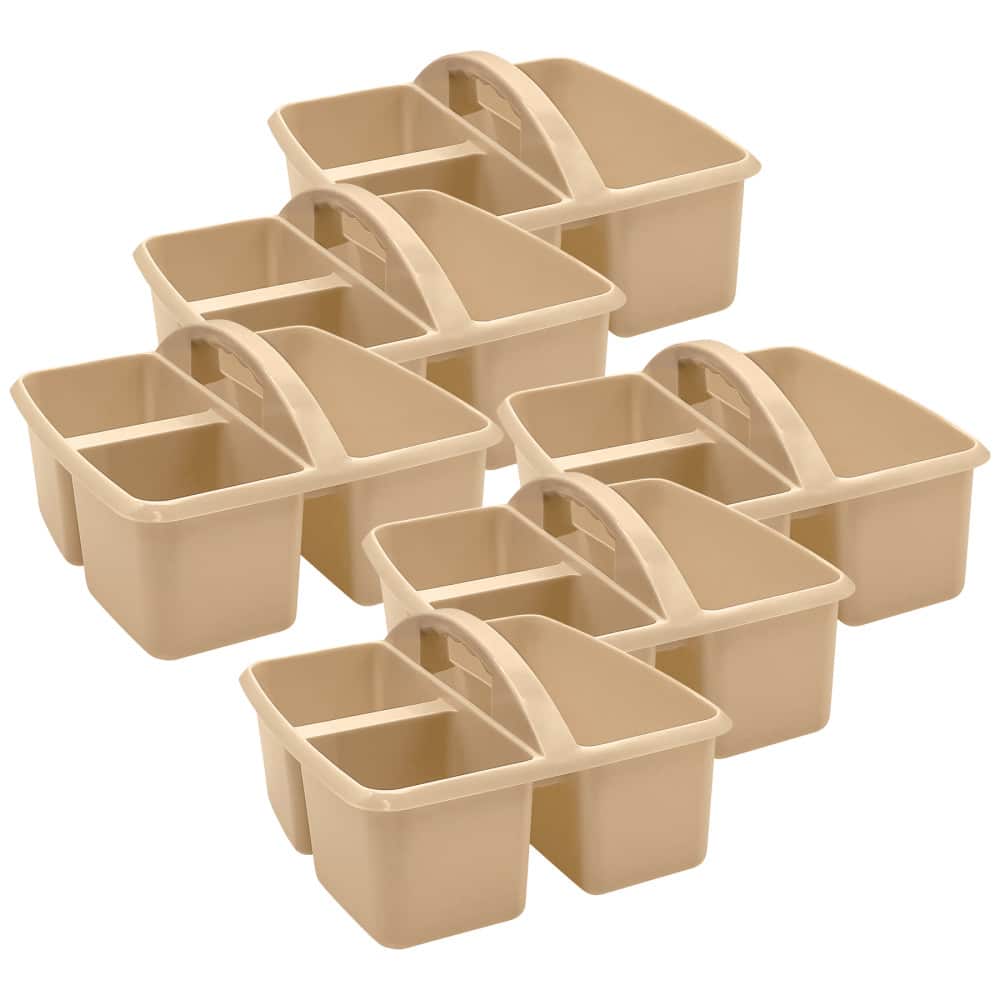 Teacher Created Resources - Plastic Storage Caddy, Light Brown, Pack of 6