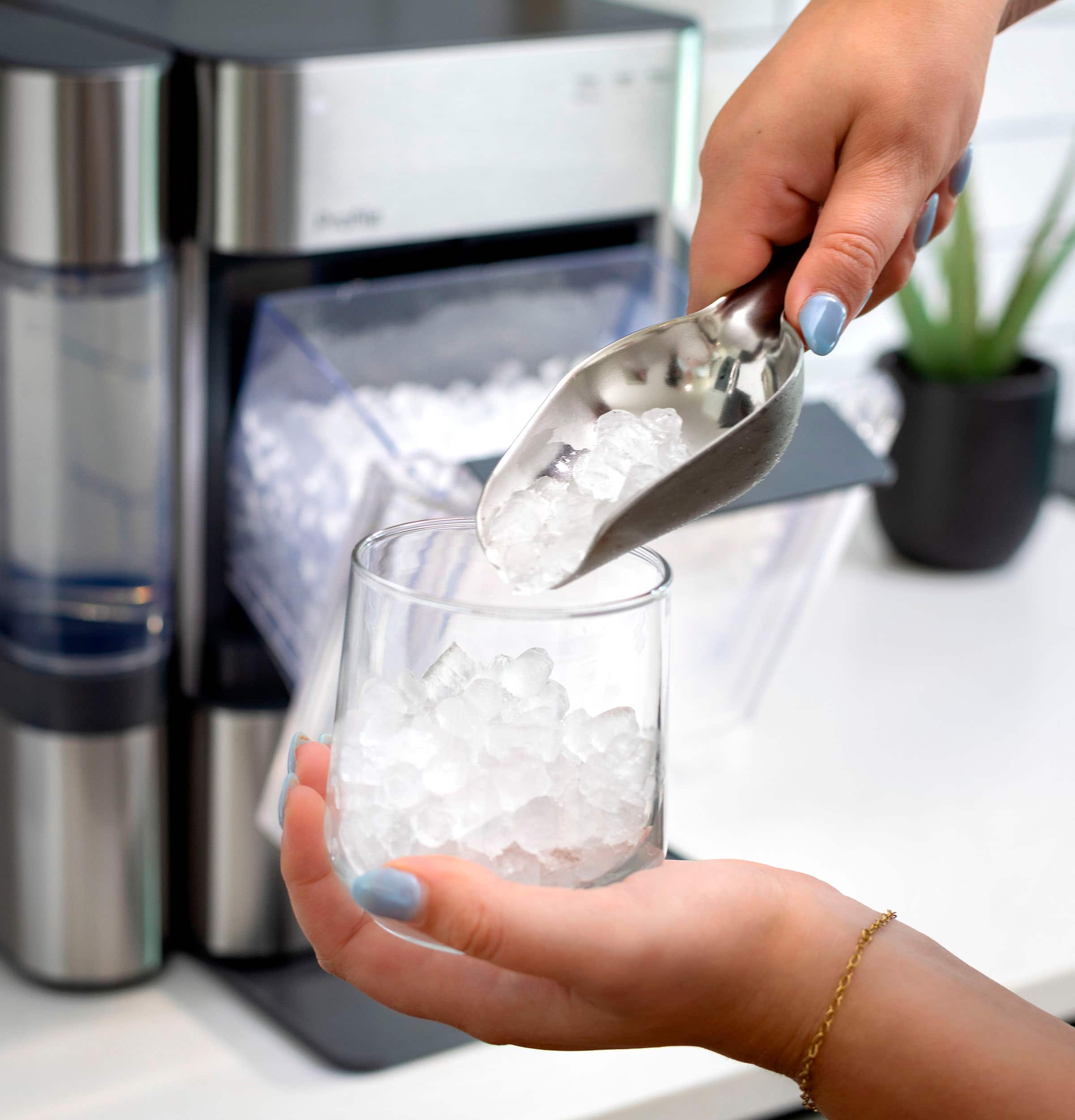 Alt View 34. GE Profile - Opal 2.0 Ultra Nugget Ice Maker with Side Tank and Scale Inhibiting Filter - Stainless Steel.