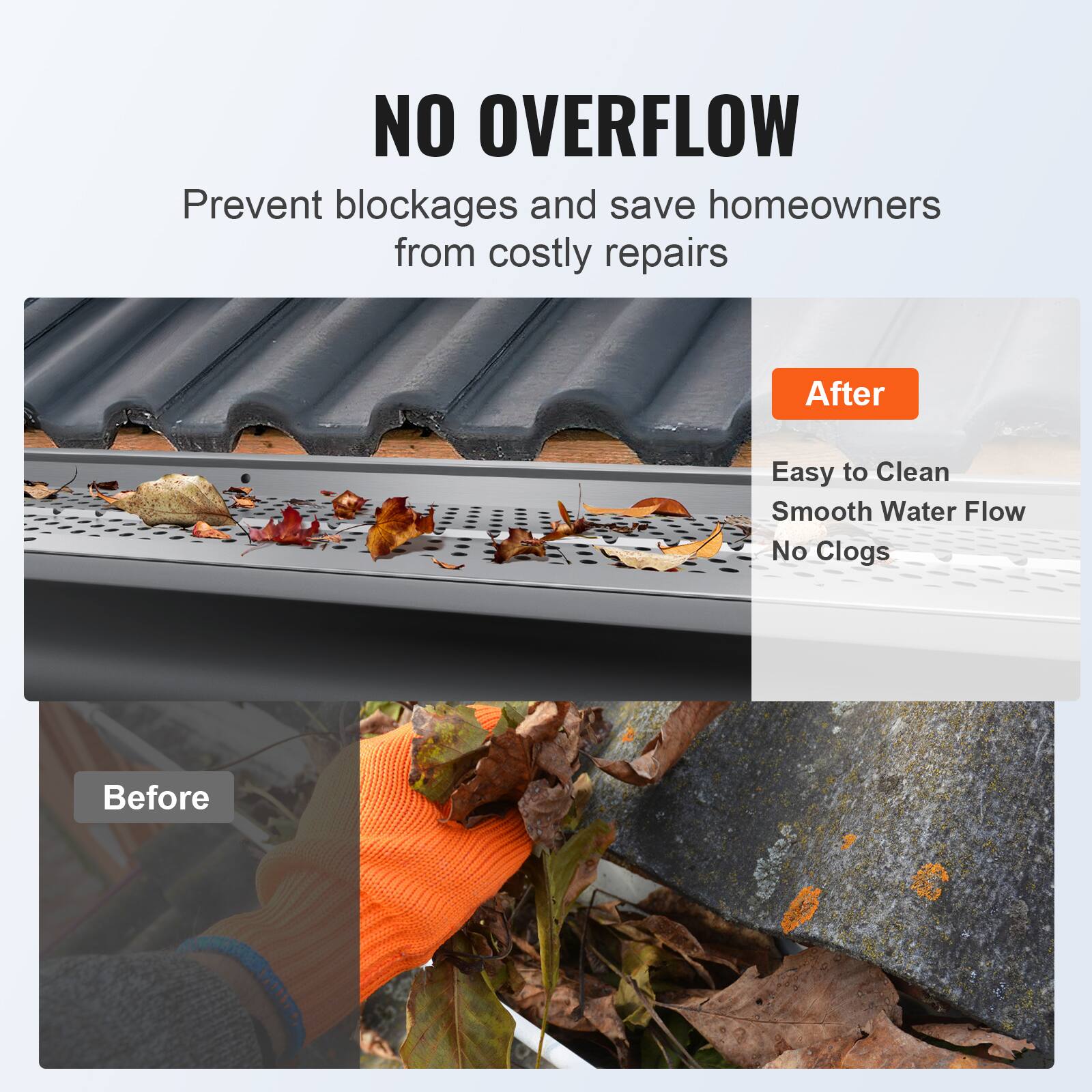 NO OVERFLOW

Prevent blockages and save homeowners from costly repairs

Before

After

Easy to Clean  
Smooth Water Flow  
No Clogs