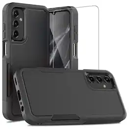 Equipd - Case for Galaxy A15 5G/4G Phone Case, Heavy Duty Rugged Shockproof Protection Cover with Tempered Glass Screen Protector - Black