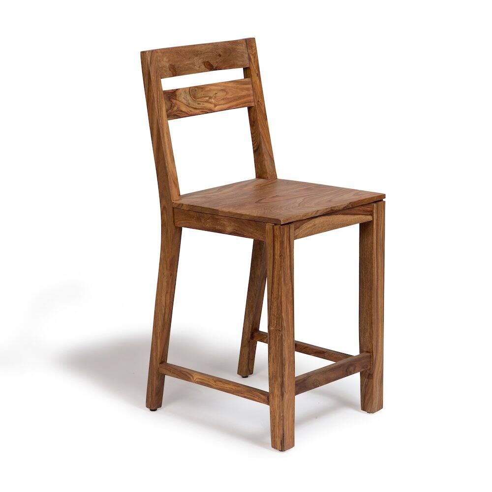 Alt View 4. Porter Designs - Urban Solid Sheesham Wood 24" Counter Height Dining Chair - Natural.