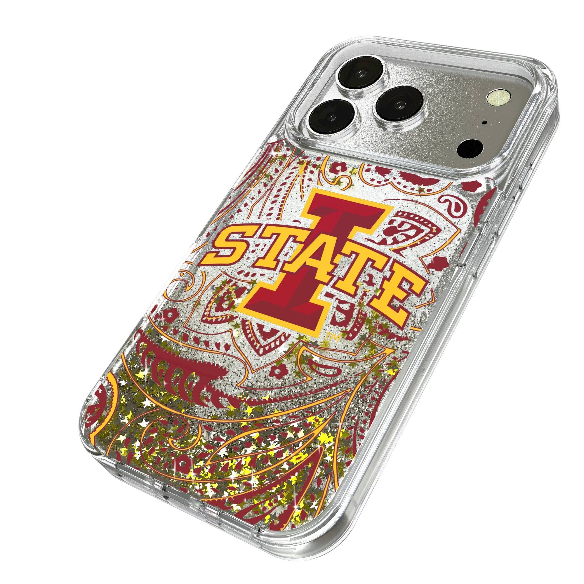 Alt View 1. Keyscaper - Iowa State Cyclones iPhone Glitter Paisley Design Case - 16 Pro Max - Multicolor.