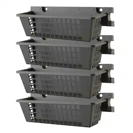 Suncast - 4 Pack 25 x 7.25 Inch Resin Basket Accessory for Outdoor Shed - Black