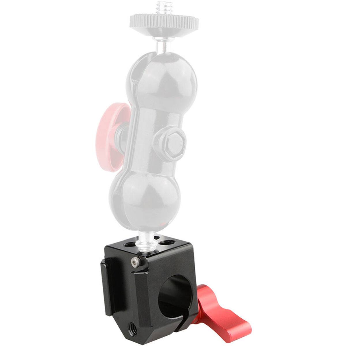Alt View 6. CAMVATE - CAMVATE 15mm Rod Clamp with Cold Shoe, Red Knob.