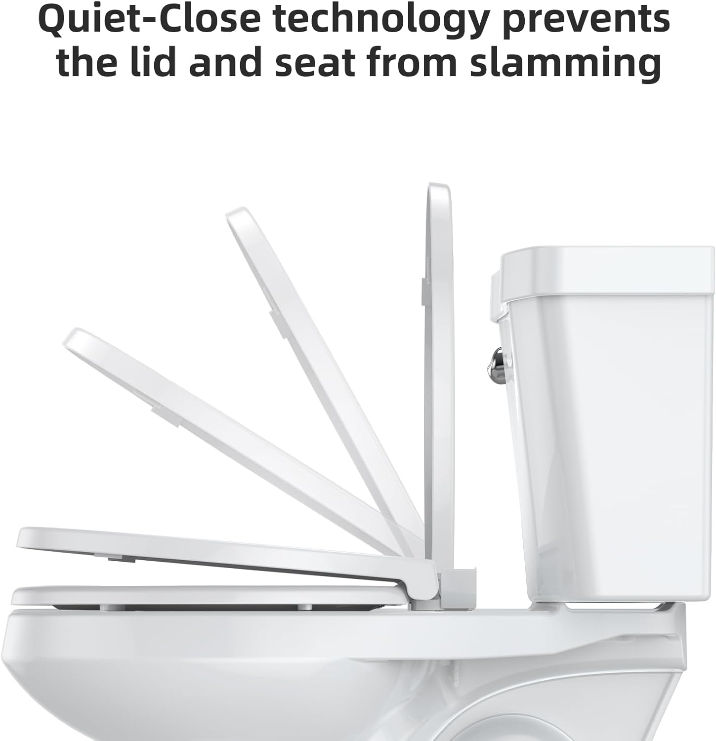Quiet-Close technology prevents the lid and seat from slamming