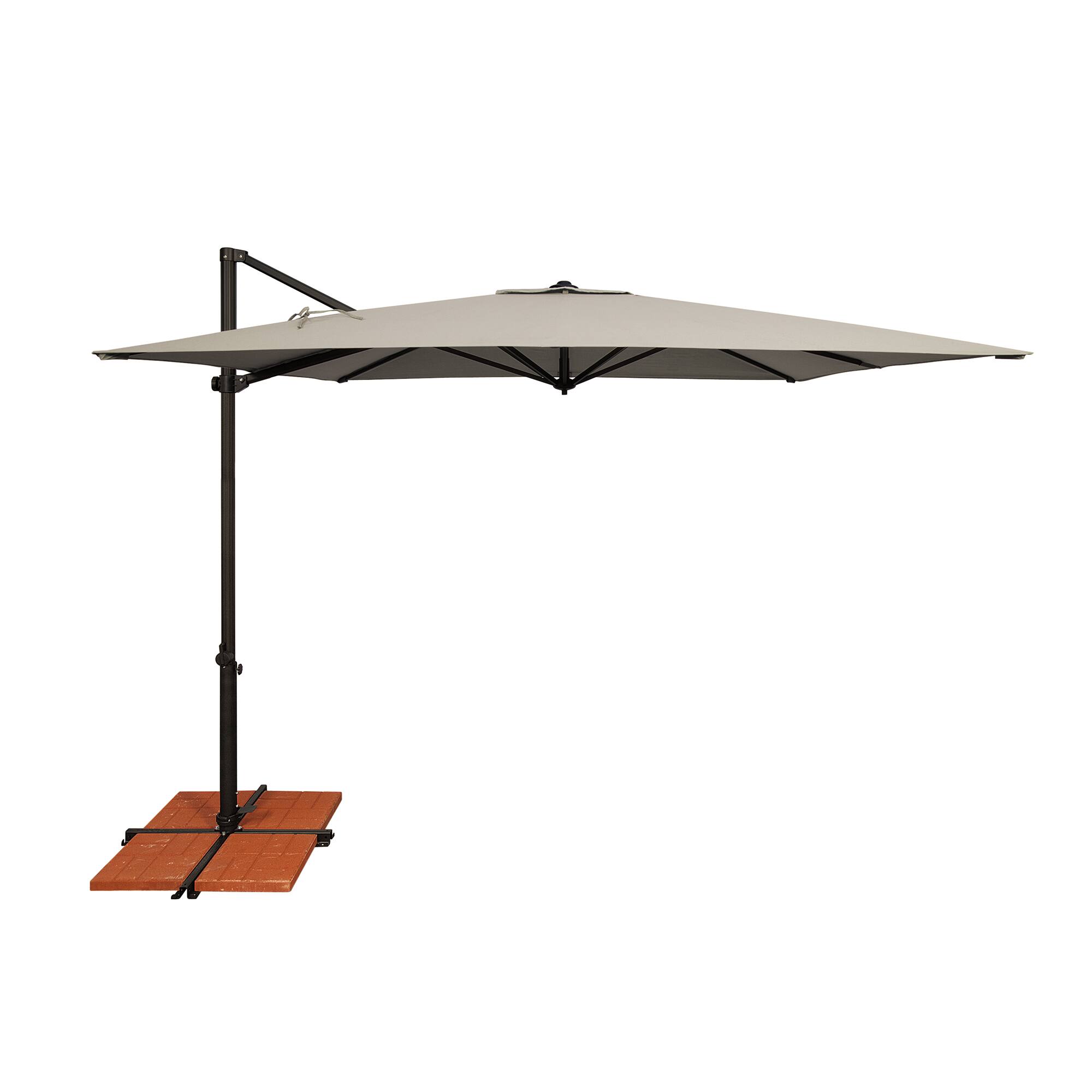 Mondawe - 8.6' Square Cantilever Patio Umbrella Black Frame with Cross Bar Stand - Silver