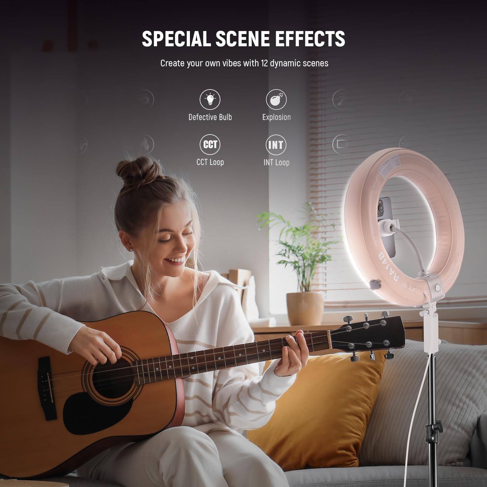 SPECIAL SCENE EFFECTS  
Create your own vibes with 12 dynamic scenes  
- Defective Bulb  
- Explosion  
- CCT Loop  
- INT Loop