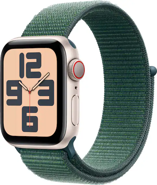 Apple Watch SE 2nd Generation GPS Cellular 40mm Aluminum Case with Lake Green Sport Loop Starlight 2024 MXFX3LL A Best Buy