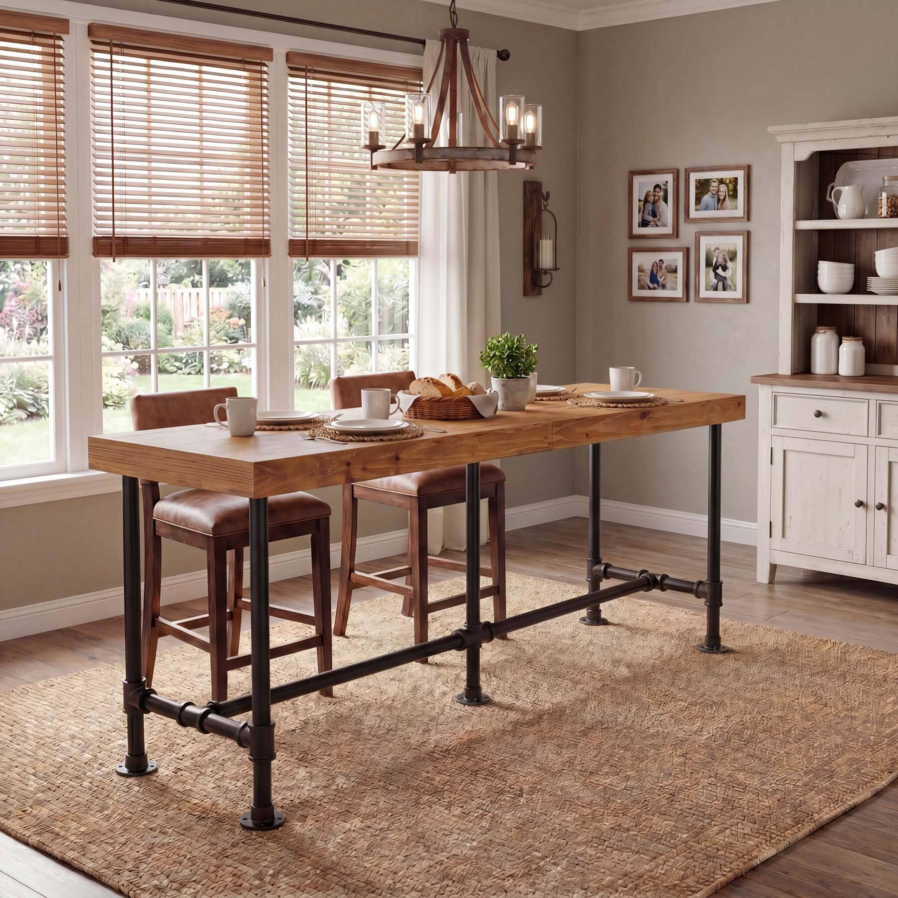 Tribesigns 71 Inch Long Solid Wood Counter Height Dining Table Brown ...