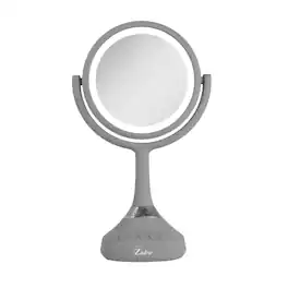 Zadro - Lighted Makeup Mirror with Bluetooth, USB & Dual 5X/1X Magnifications - Soft-Touch Gray