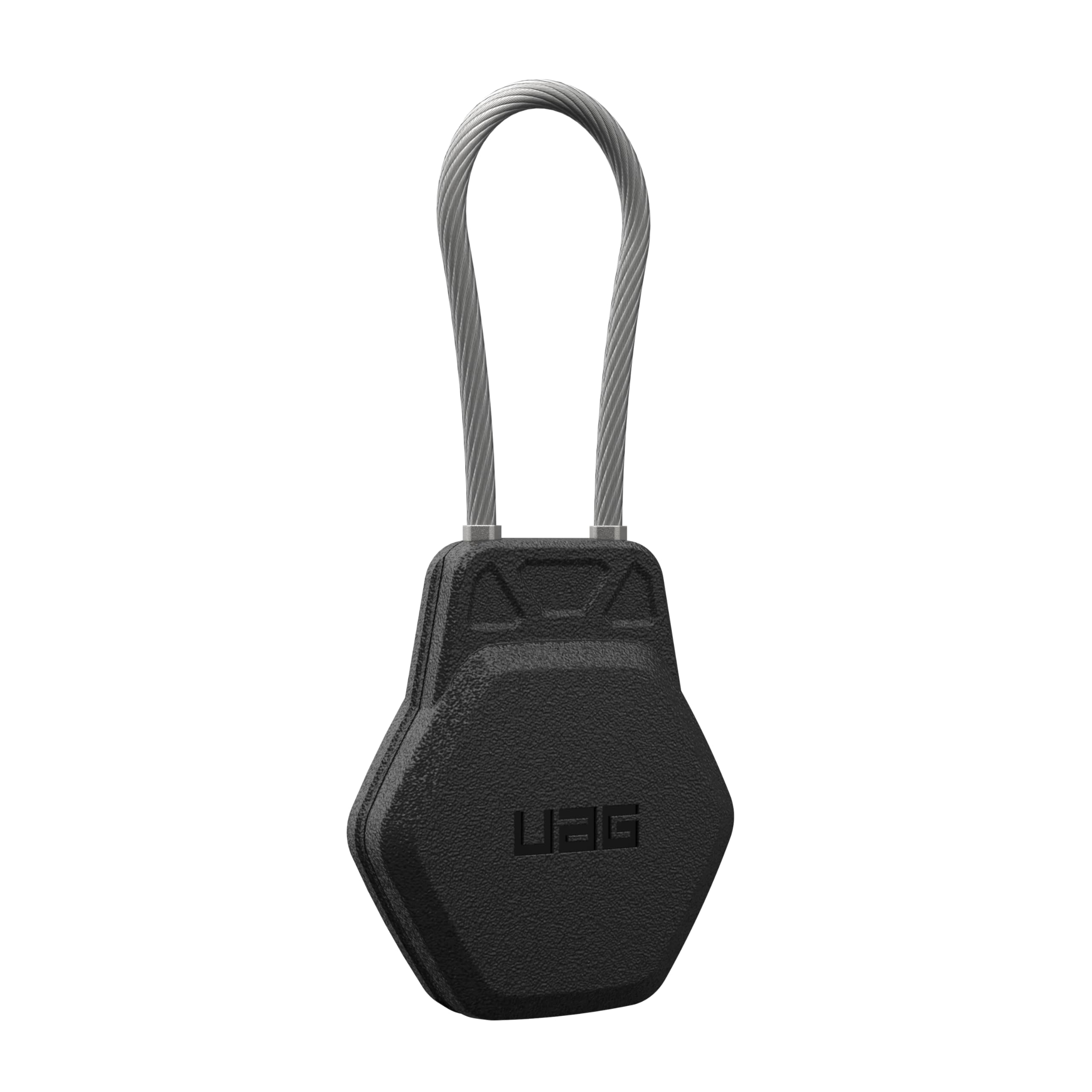 Alt View 5. UAG - AirTag Case w/ Wire Cable for Keys, Luggague, & Bags - Hard Shell Lock AirTag Holder Protective Cover - Black.