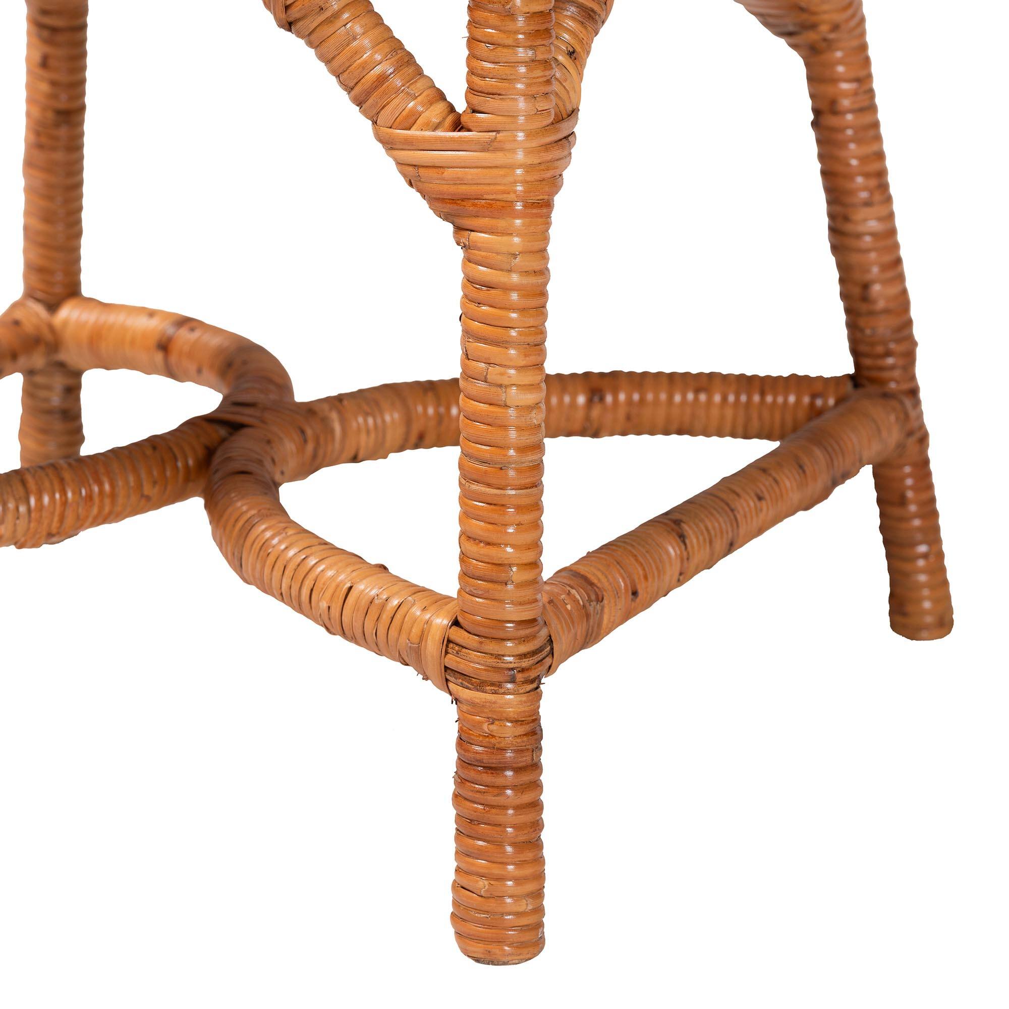 Alt View 2. bali & pari - Alondra Natural Rattan Dining Chair - Handwoven Wicker Side Chair with Removable Cushion, Coastal Boho - Light Honey.