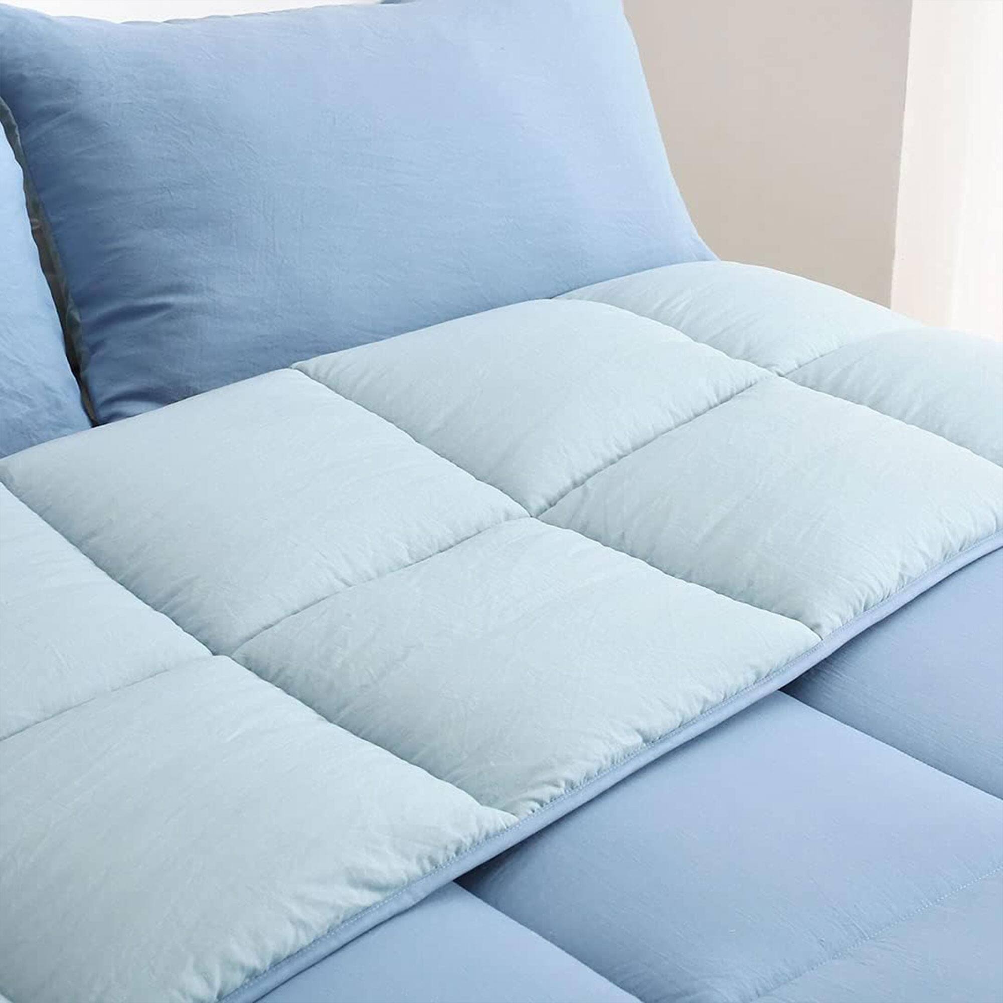 Alt View 5. APSMILE - APSMILE Reversible All Season Down Alternative Full Queen Comforter, Light Blue - Light Blue/Dark Blue.