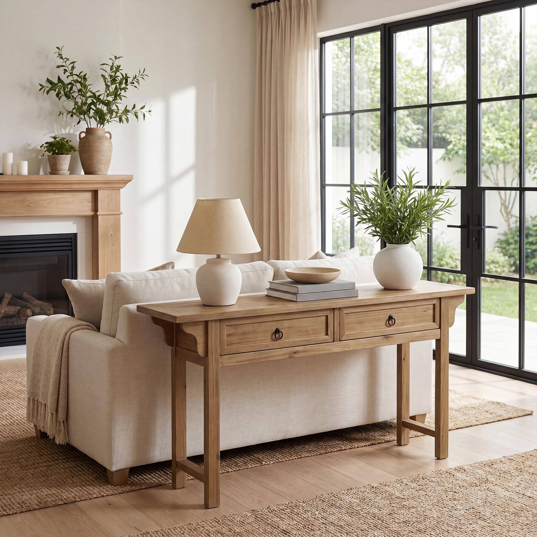 Alt View 3. Tribesigns - Solid Wood Entryway Table, 63" Long Narrow Console Table - Brown.