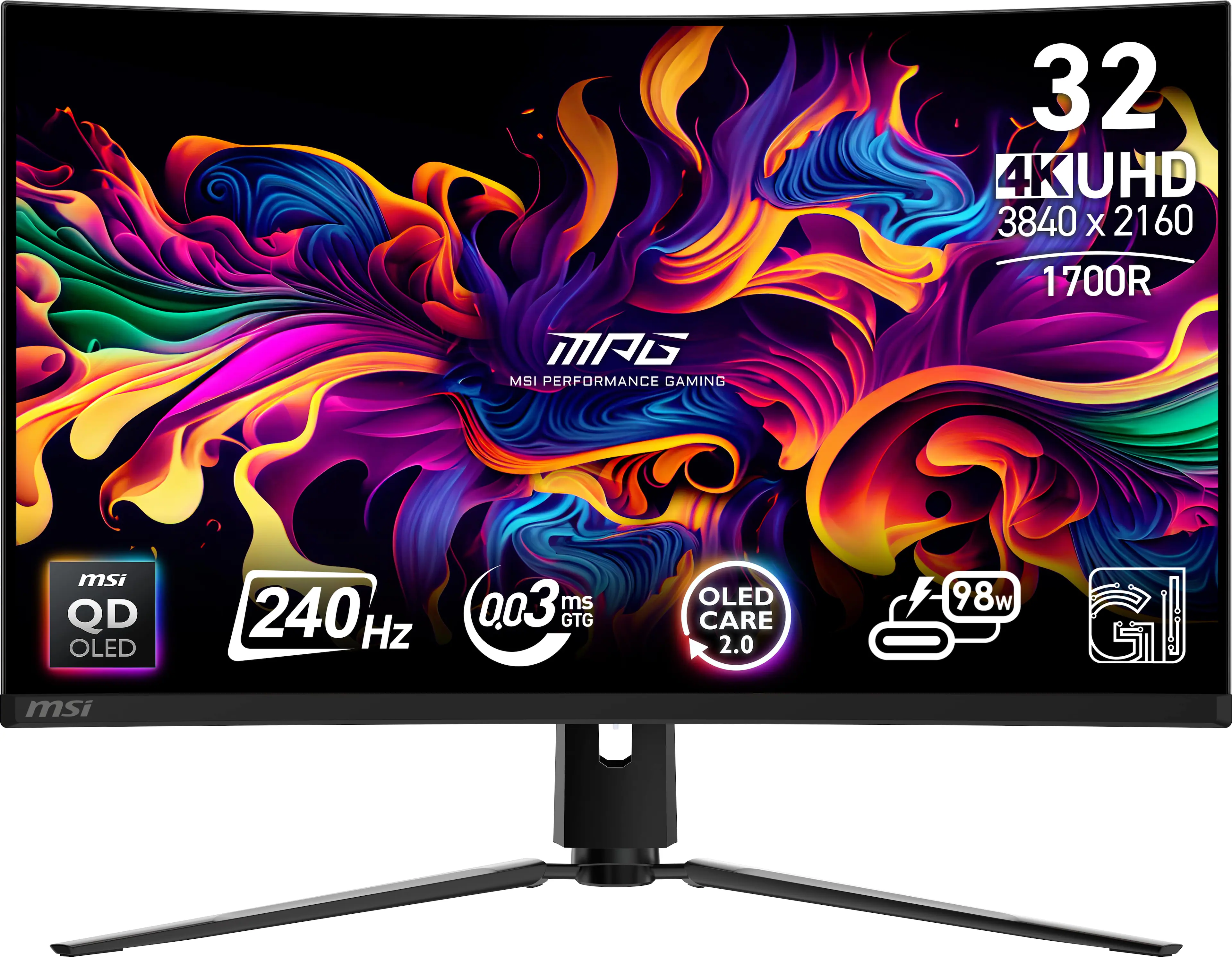 MSI - MPG 321CURX QD-OLED 32" 3840x2160 (UHD) Curved OLED Quantum Dot Monitor 240Hz 0.03ms(GTG) HDR400 Type-C DisplayPort HDMI - Black