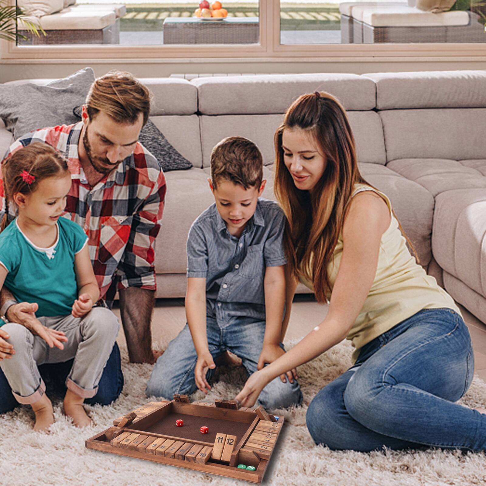 Alt View 3. GSE Games & Sports Expert - 4-Player 12 Numbers Wooden Shut The Box Dice Board Game with 8 Dice. 4-Way Shut The Box Set.