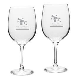 Jardine - Southeastern Oklahoma State Savage Storm 19oz. Two-Piece Traditional Red Wine Table Glass Set - Multicolor