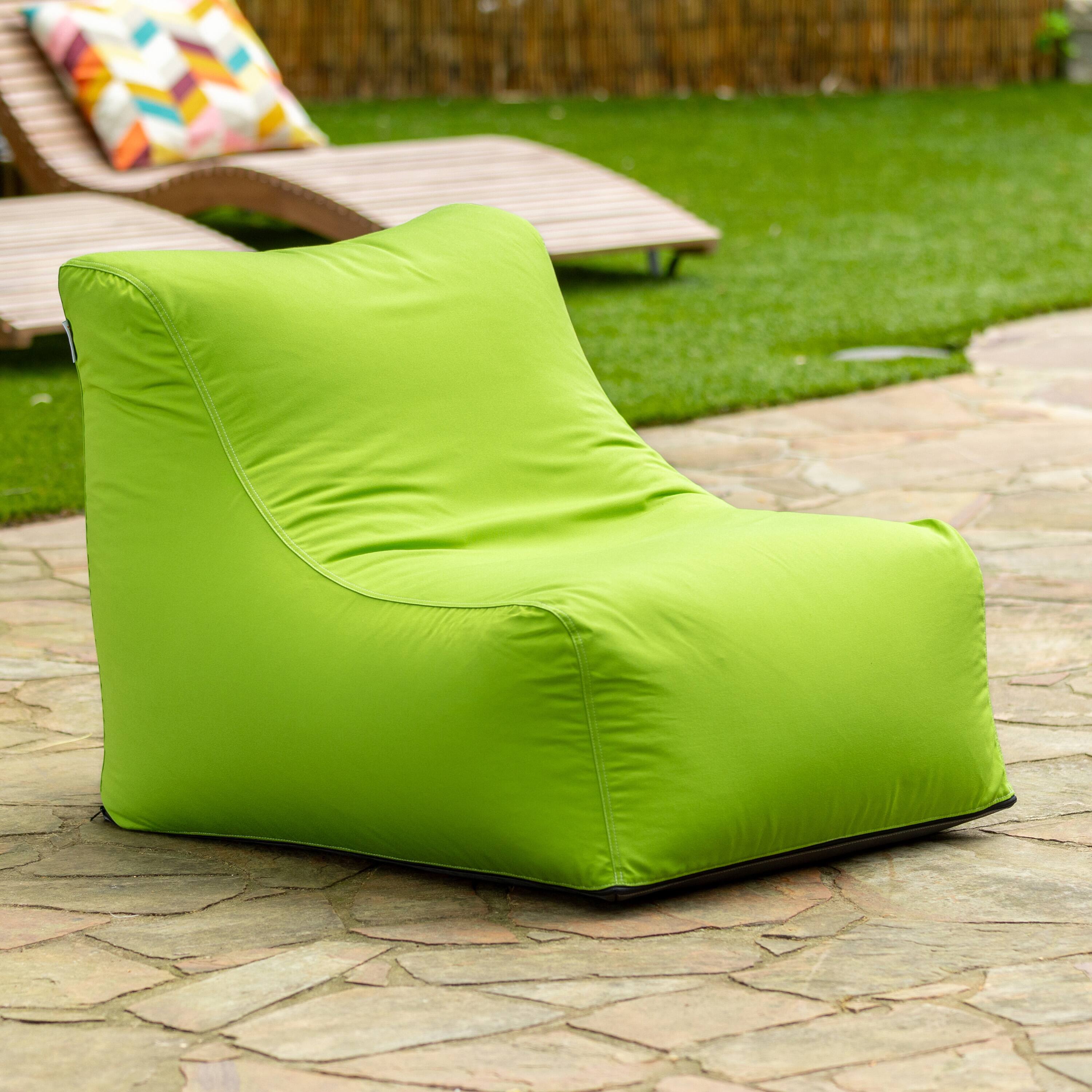 Angle. Jaxx - Jaxx Ponce Outdoor Bean Bag Chair - Weather Resistant Patio and Poolside Lounge Seating, Lime Green - Lime.