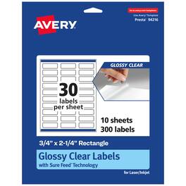 Avery - Glossy Rectangle Labels, .75" x 2.25", 300 Labels - Clear