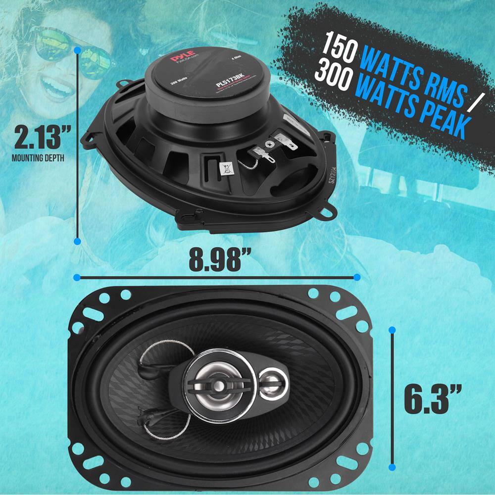 2.13" MOUNTING DEPTH  
PYLE PL5173BK  
150 WATTS RMS / 300 WATTS PEAK  
8.98"  
6.3"