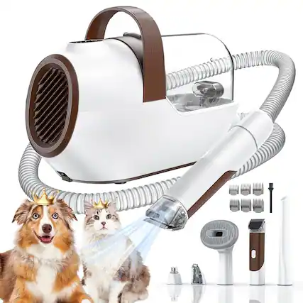 Front. THIRSTY TURTLE - Dog Grooming Vacuum Kit with Clippers, Nail Grinder & 6 Tools.