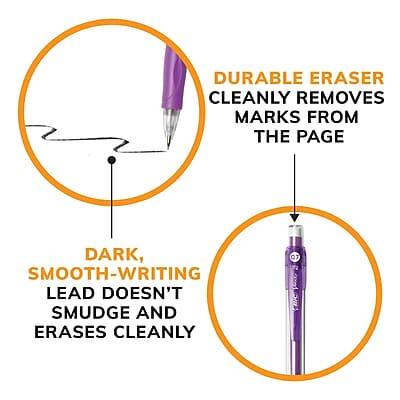 DURABLE ERASER  
CLEANLY REMOVES MARKS FROM THE PAGE  

DARK, SMOOTH-WRITING LEAD DOESN'T SMUDGE AND ERASES CLEANLY