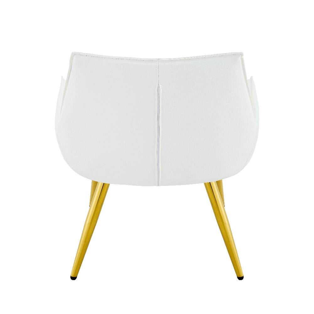 Alt View 4. Loheer - Loheer Crocodile Pattern Dining Chair White PU Leather Accent Chair Diamond Tufted Set of 2 - White.