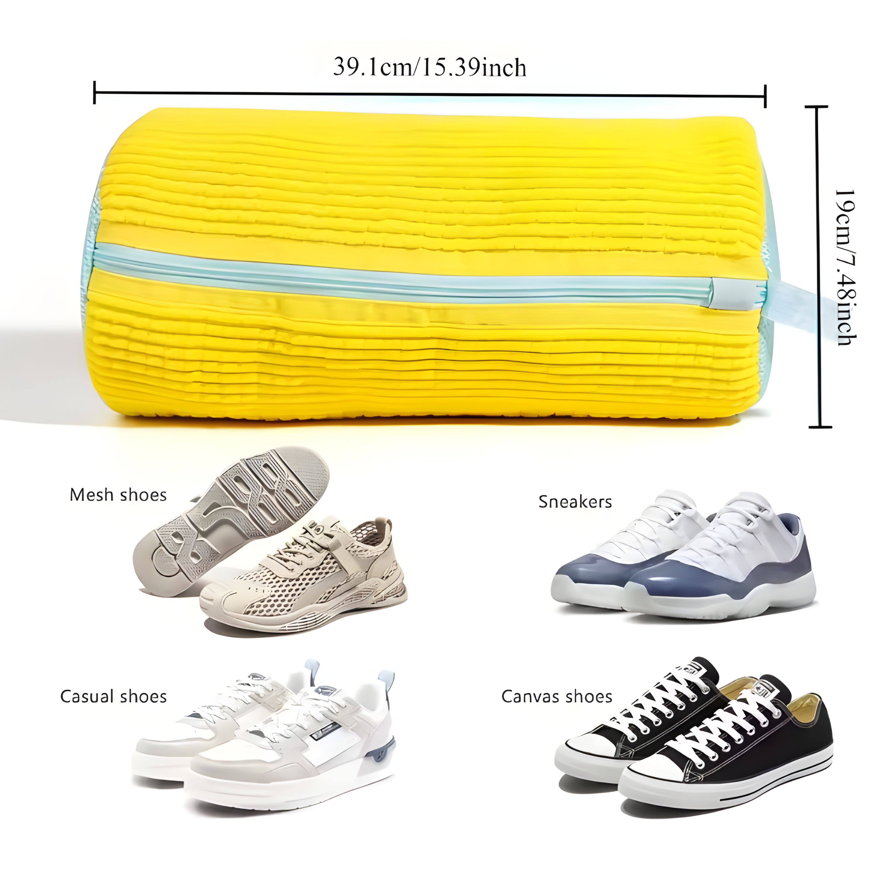 39.1cm/15.39inch  
Mesh shoes  
Casual shoes  
Sneakers  
Canvas shoes  
19cm/7.48inch