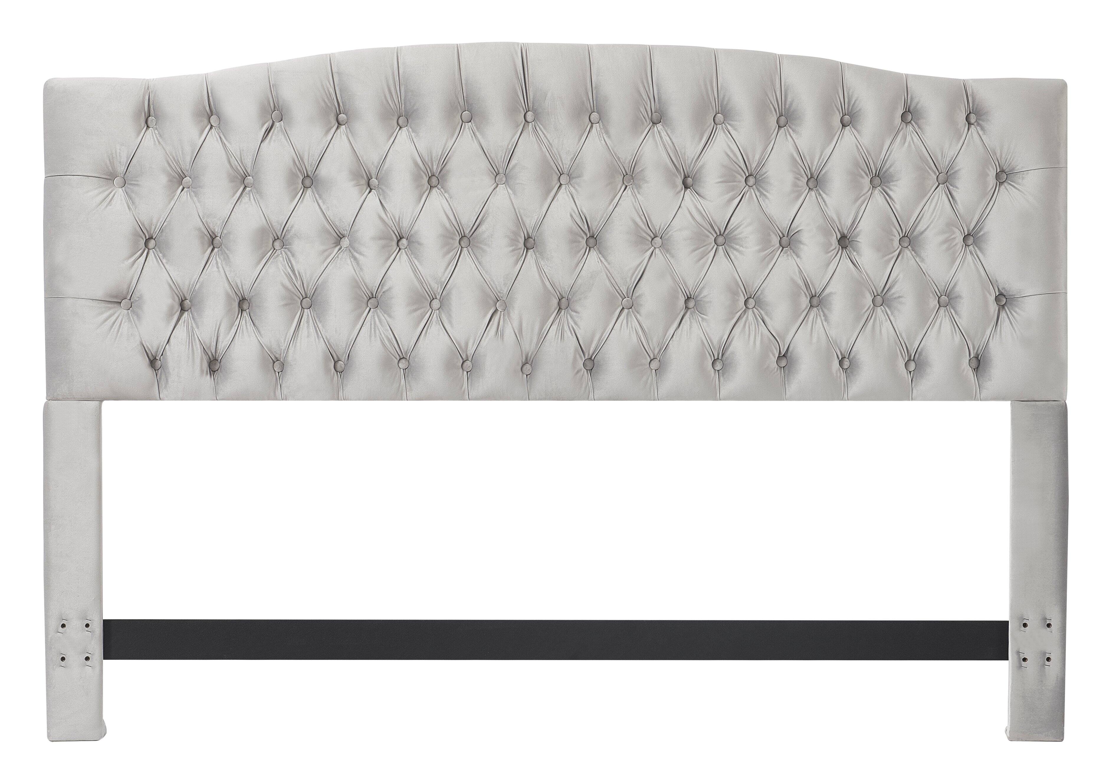 Alt View 1. Elle Decor - Elle Decor Celeste King Size Headboard, Pearl Grey Velvet - Pearl Gray.