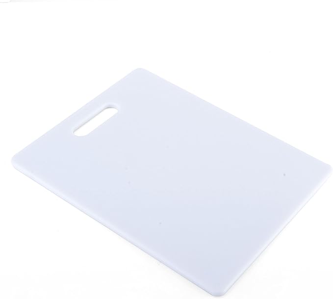 Angle. PARKER SLATER - Farberware Plastic Cutting Board – Reversible, White, Dishwasher Safe.