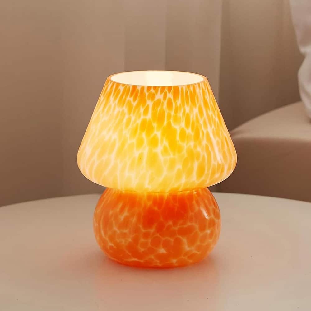 RTMB - Mushroom Table Lamp, Small Bedside LED, Mini Modern Nightstand Lamp, Orange