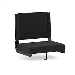 Emma + Oliver - 500 lb. Rated Lightweight Stadium Chair with Handle & Ultra-Padded Seat - Black