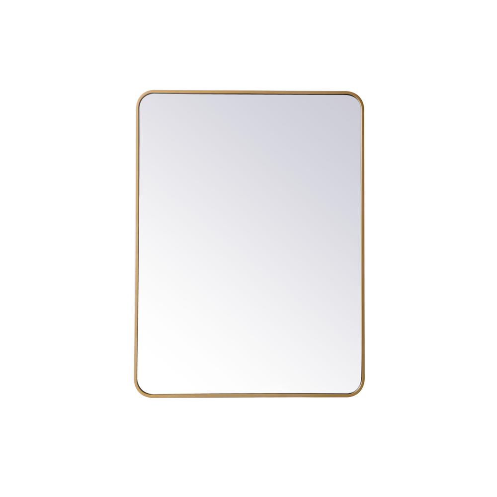 Back. Elegant Decor - Soft corner metal rectangular mirror 30x40 inch in Brass - Brass.