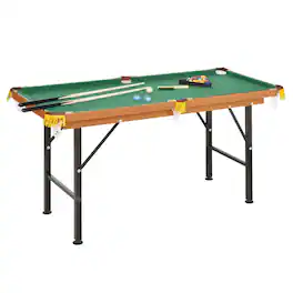 HTUTWOO - Billiards Table 55" - Portable Folding Pool Table for Whole Family, Number Use with Cues, Ball, Rack, Chalk - Green