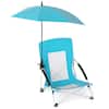 Front. Costway - Costway 1 PCS Portable Beach Umbrella Chair with Hexagonal Parasol Comfy Armrest Breathable Seat - Blue.