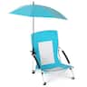 Costway - 1 PCS Portable Beach Umbrella Chair with Hexagonal Parasol Comfy Armrest Breathable Seat - Blue