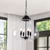 Front. RYHNUYNE - 13.77" Black Glass Pendant Light - Adjustable Industrial Hanging Light Fixture for Kitchen Island, Dining Room, Foyer.