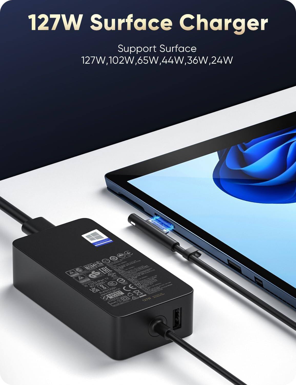 127W Surface Charger  
Support Surface  
127W, 102W, 65W, 44W, 36W, 24W