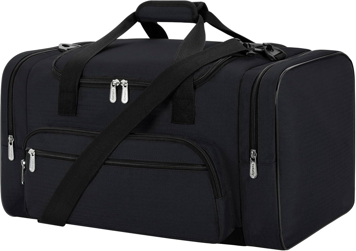 Front. Vulpecula Spade - Sports Duffel Bag 20 inch for Travel Gym - Black - Black.