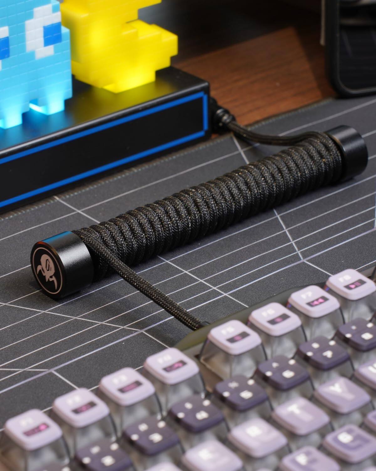 Alt View 1. GravaStar - GravaStar Coiled Aviator USB-C Cable for Mechanical Keyboard Black - Black.
