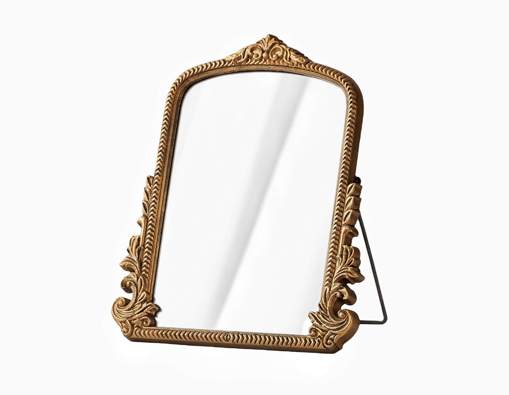 Empire DigiLabs - Small Vintage Vanity Mirror Antique Wooden Framed Standing Tabletop Traditional Chic Arch Makeup For Living - Default