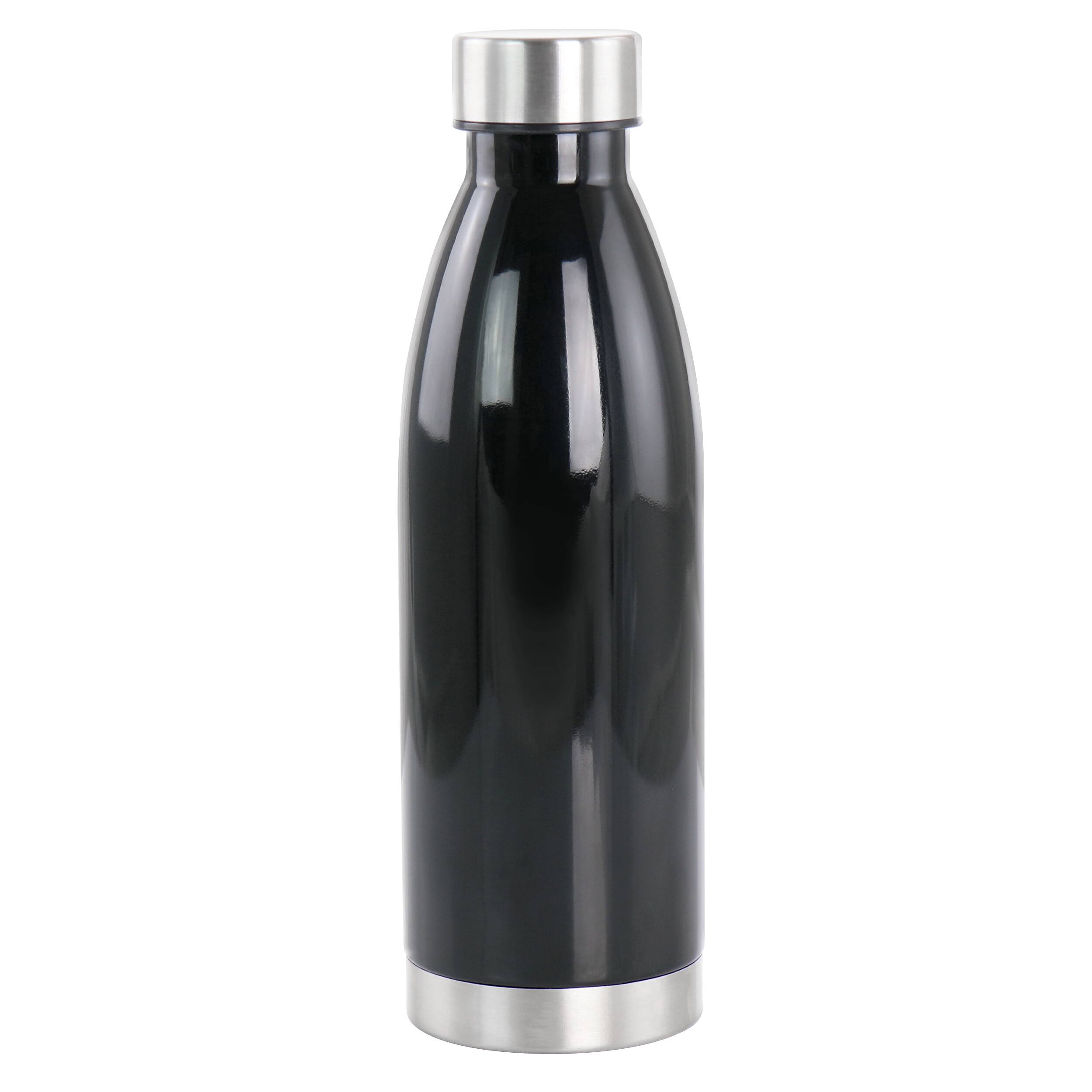 Front. Gibson - Gibson Home Dunneally 23 Ounce Plastic Water Bottle with Lid in Black - Black.