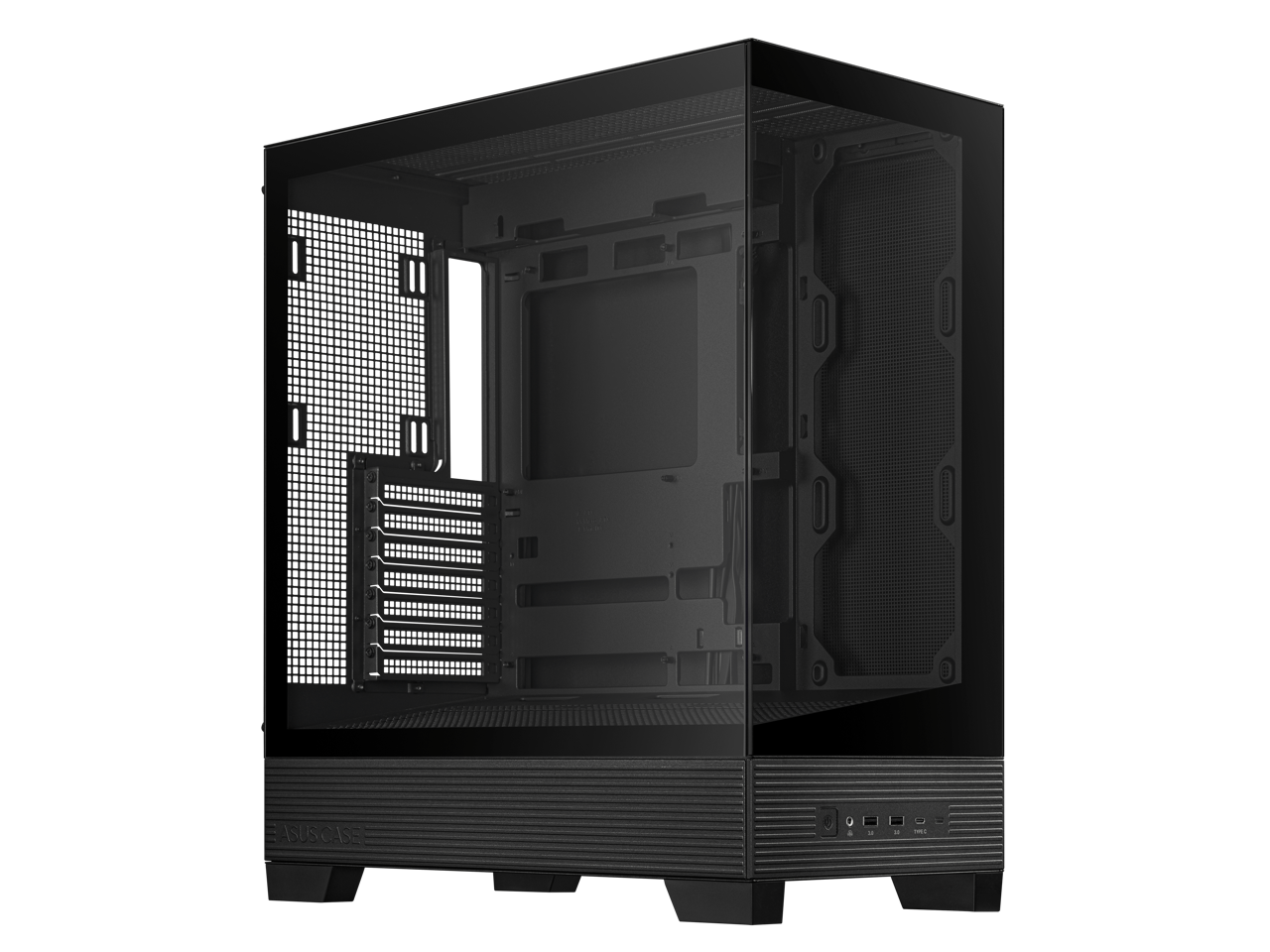 Alt View 1. ASUS - ASUS A31 Black ATX Mid-Tower, Tempered Glass, BTF Connectors, 360 AIO Support, ARGB Ready, Optimized Airflow - Black.
