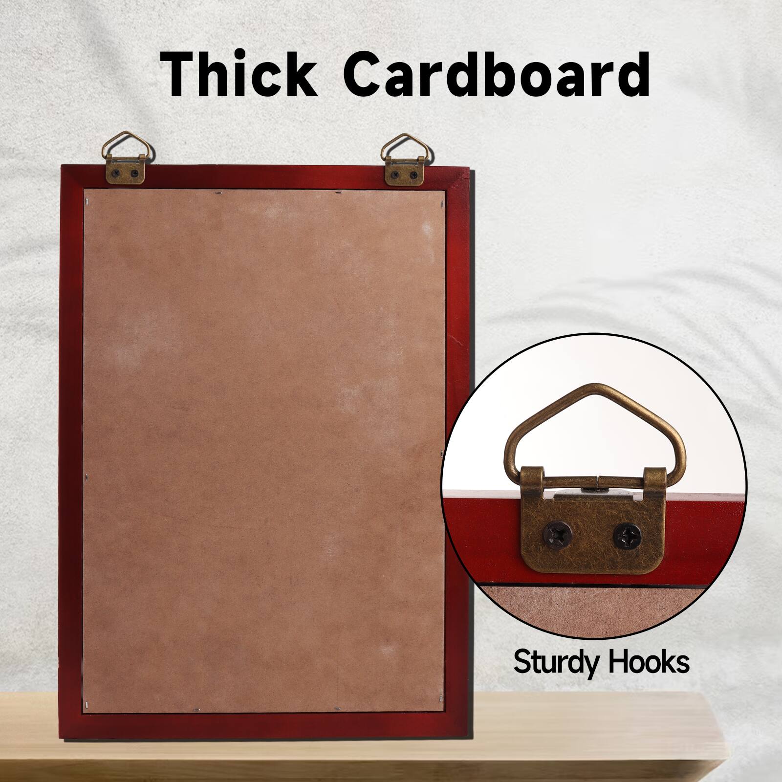 Thick Cardboard
Sturdy Hooks