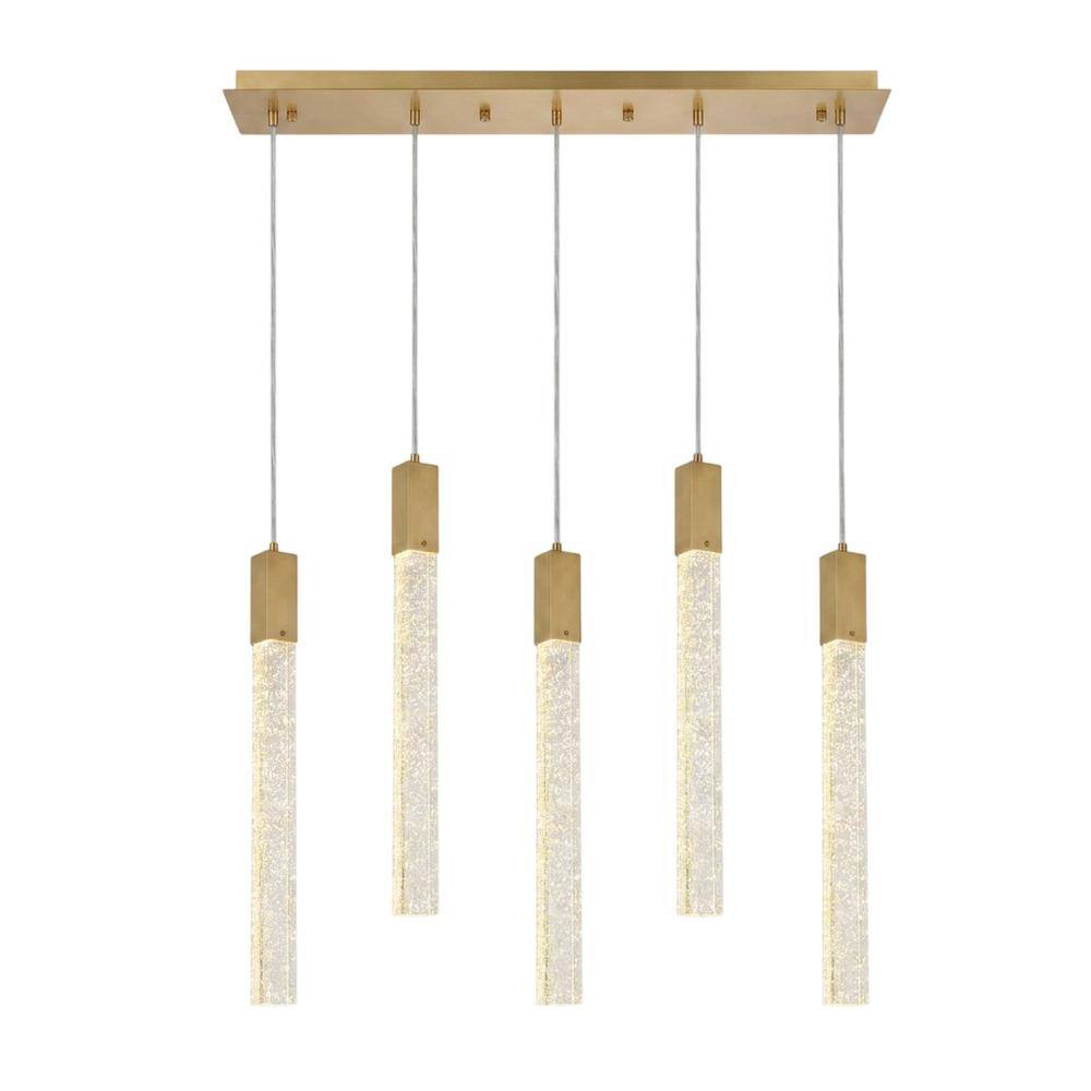Front. Elegant Lighting - Weston 5 lights pendant in satin gold - Satin Gold.