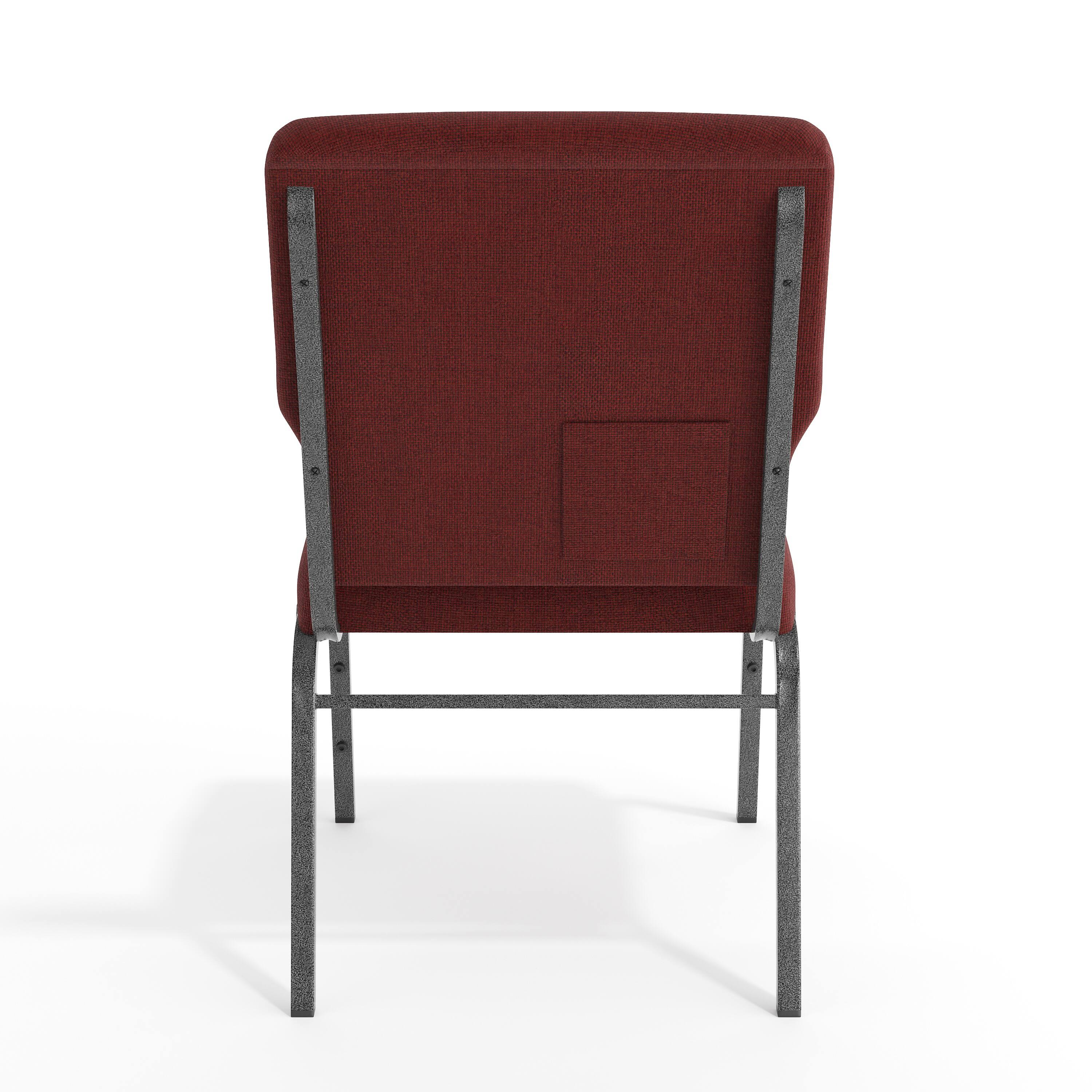 Alt View 7. Emma + Oliver - 20.5 in. Molded Foam Church Chair - Maroon Fabric/Silver Vein Frame.