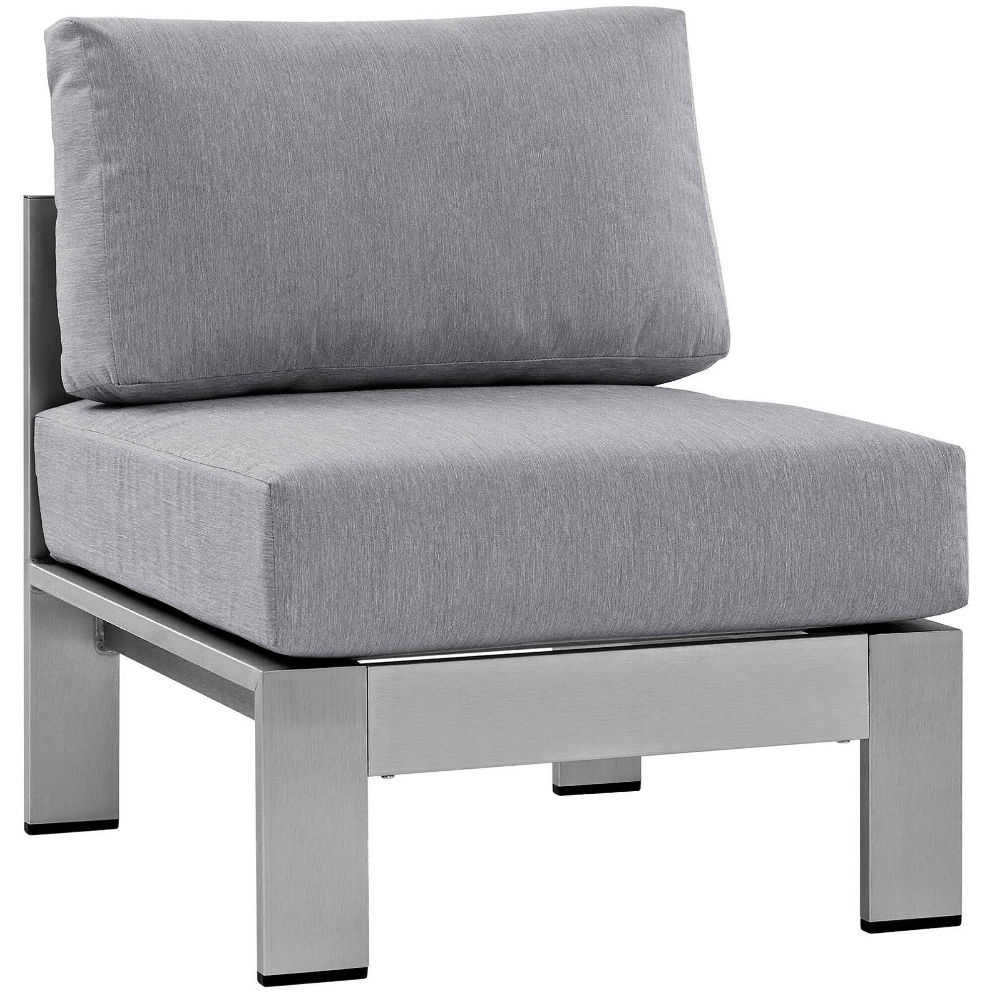 Left. Modway - Shore 3 Piece Outdoor Patio Aluminum Sectional Sofa Set by Modway - Silver Gray.