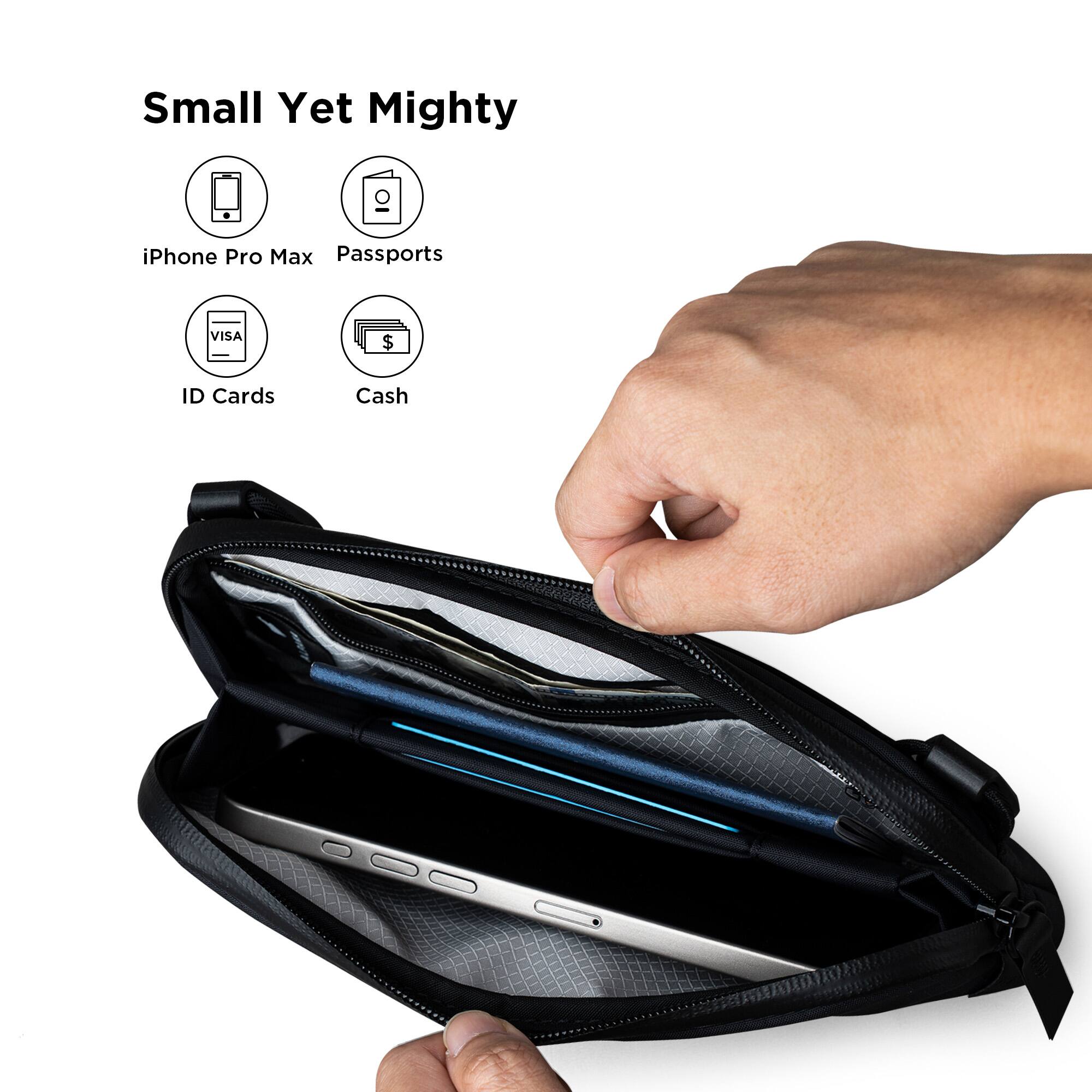 Small Yet Mighty

iPhone Pro Max
Passports
VISA
ID Cards
Cash