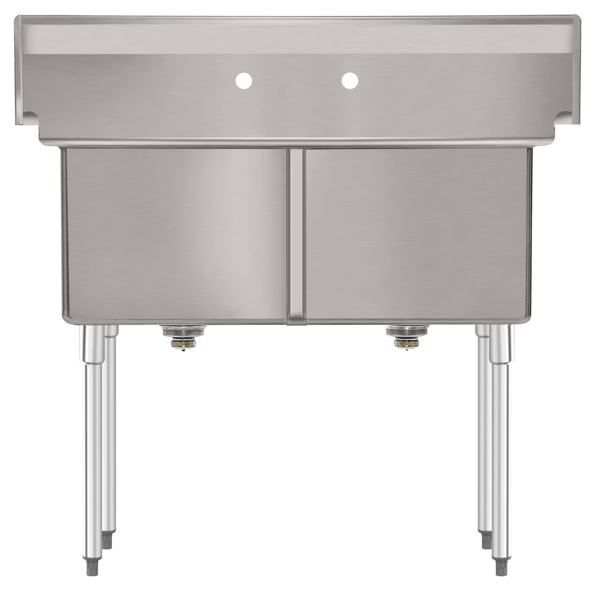 Alt View 6. Koolmore - 42 in. 18-Gauge 2-Compartment  Sink with Backsplash, Bowl Dimensions 18"x18"x14" in Stainless-Steel - Stainless Steel.